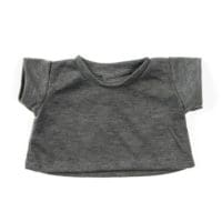 A gray t-shirt is shown with no sleeves.