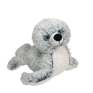 A stuffed animal that is laying down.