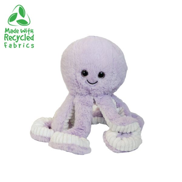 A stuffed octopus is sitting on the floor.