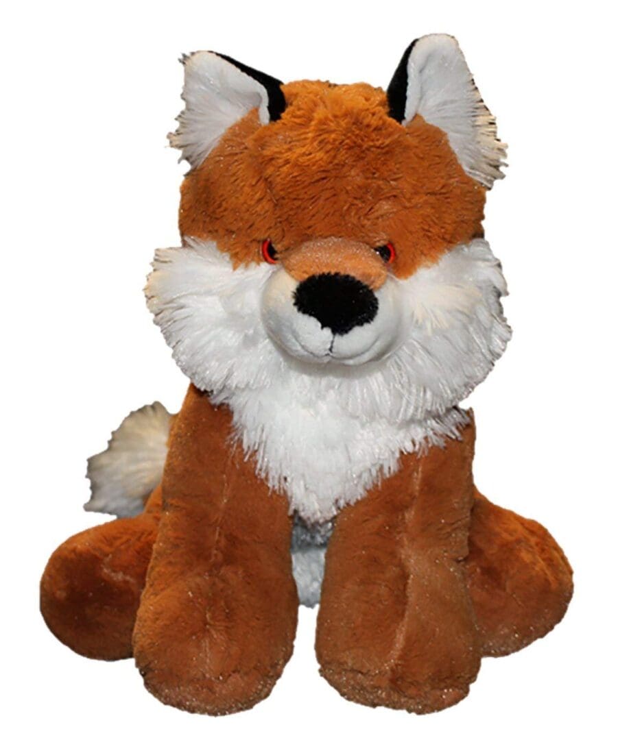 A stuffed animal of a fox with long hair.