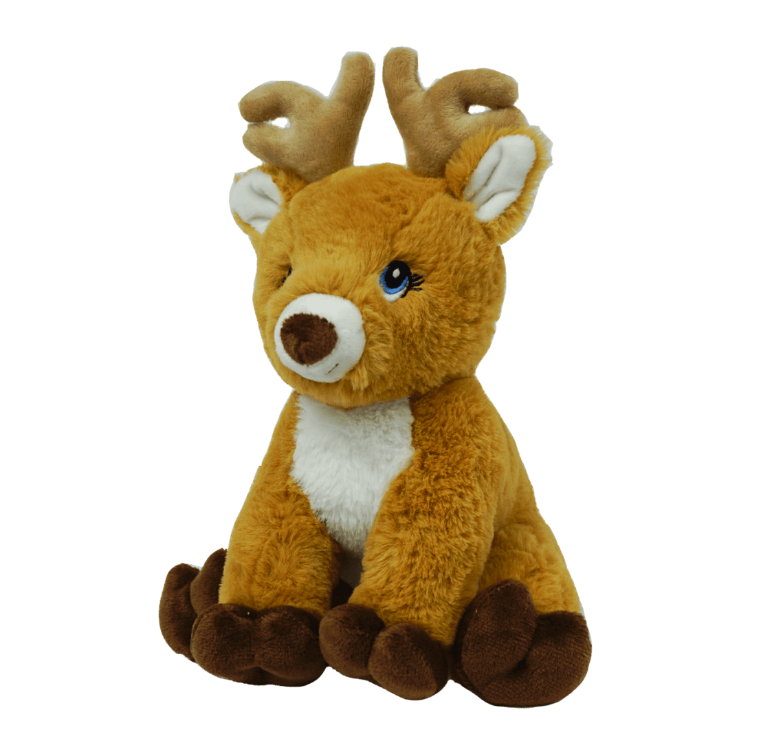 A stuffed animal of a deer with horns.