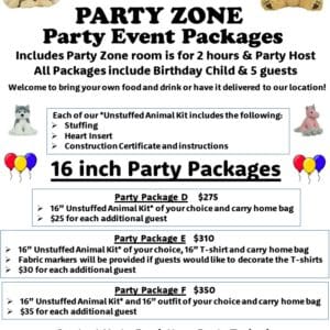 A party zone package for birthday and event