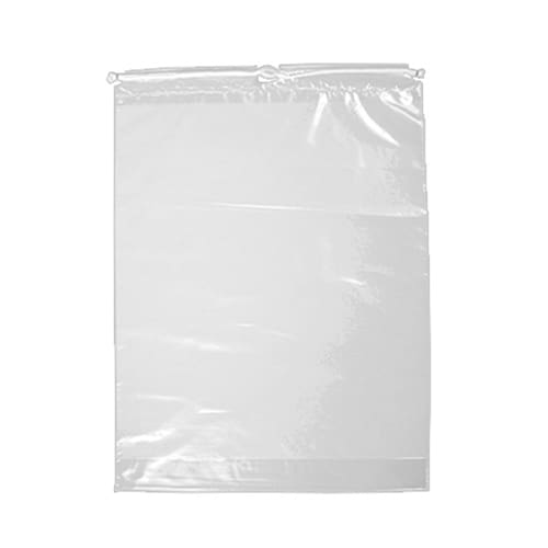 A white plastic bag with some writing on it