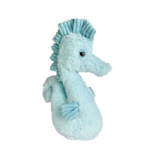 A stuffed animal of the sea horse is shown.