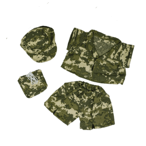 A green background with some camouflage items