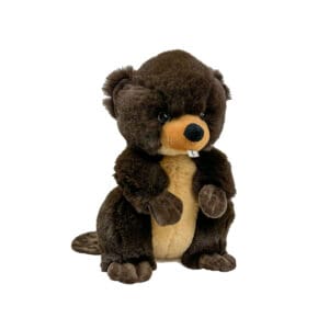 Brown plush beaver stuffed animal.