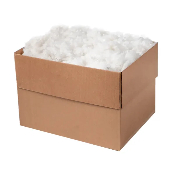 Box of white fluffy filling material.