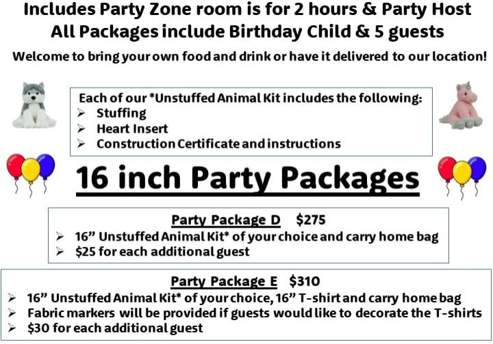 A party zone package for birthday and event